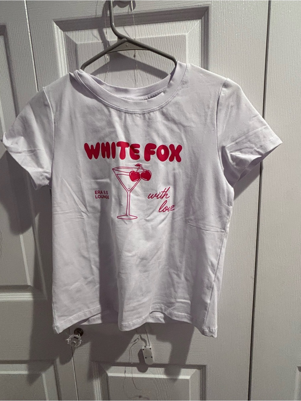 White Fox Boutique White Short Sleeve Tee with Pink Graphic